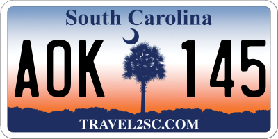 SC license plate AOK145