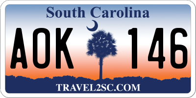 SC license plate AOK146