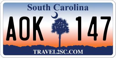 SC license plate AOK147