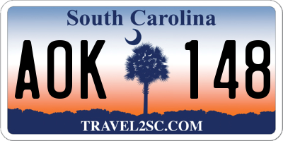 SC license plate AOK148