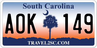 SC license plate AOK149