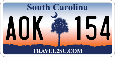 SC license plate AOK154