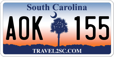 SC license plate AOK155