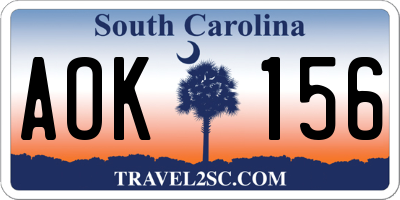 SC license plate AOK156