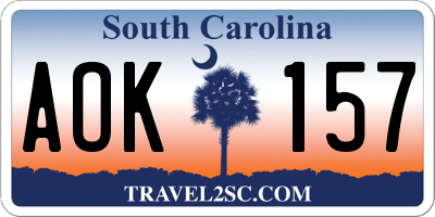 SC license plate AOK157