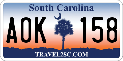 SC license plate AOK158
