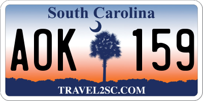 SC license plate AOK159