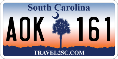 SC license plate AOK161
