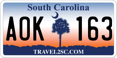 SC license plate AOK163