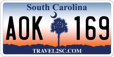 SC license plate AOK169