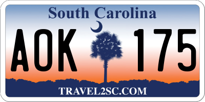 SC license plate AOK175