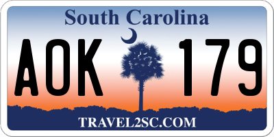 SC license plate AOK179