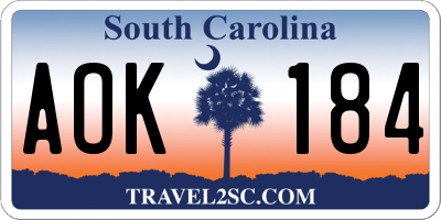 SC license plate AOK184