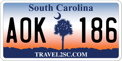 SC license plate AOK186