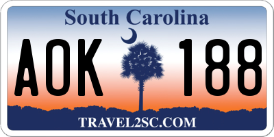 SC license plate AOK188