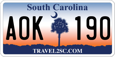 SC license plate AOK190