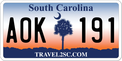 SC license plate AOK191