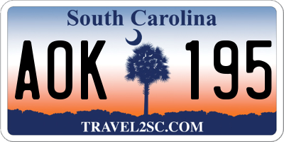 SC license plate AOK195