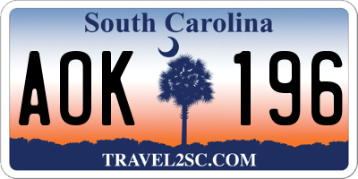 SC license plate AOK196
