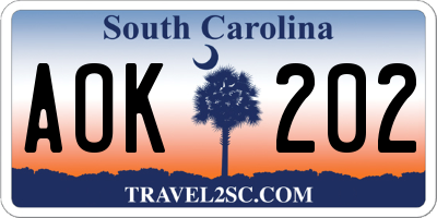 SC license plate AOK202