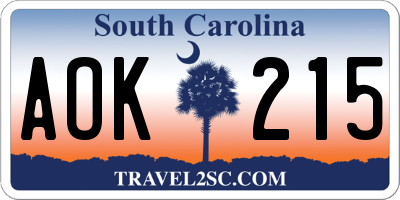SC license plate AOK215