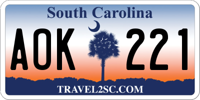 SC license plate AOK221