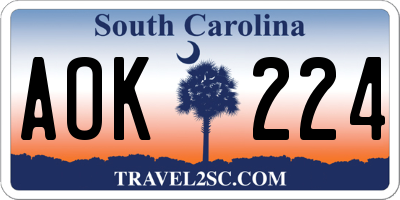 SC license plate AOK224