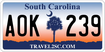 SC license plate AOK239