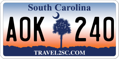 SC license plate AOK240