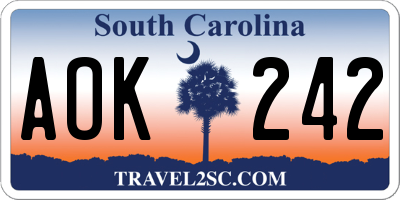 SC license plate AOK242