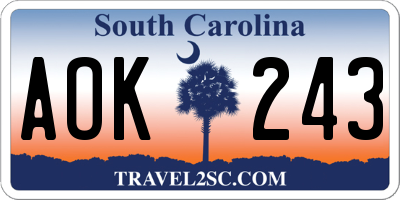 SC license plate AOK243
