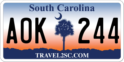 SC license plate AOK244