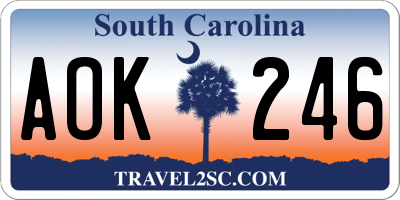SC license plate AOK246