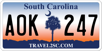 SC license plate AOK247