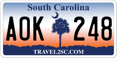 SC license plate AOK248