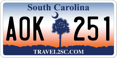 SC license plate AOK251