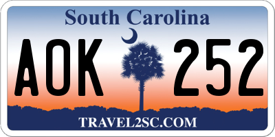 SC license plate AOK252