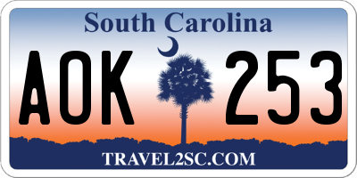 SC license plate AOK253
