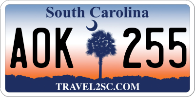 SC license plate AOK255