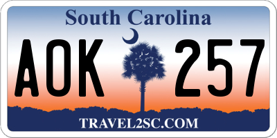 SC license plate AOK257