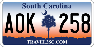 SC license plate AOK258