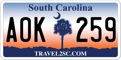 SC license plate AOK259