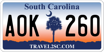 SC license plate AOK260
