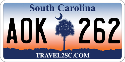SC license plate AOK262