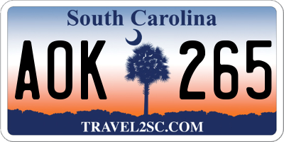 SC license plate AOK265