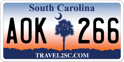 SC license plate AOK266