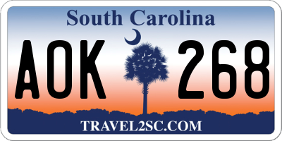 SC license plate AOK268