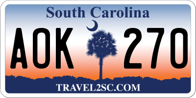 SC license plate AOK270