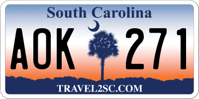 SC license plate AOK271