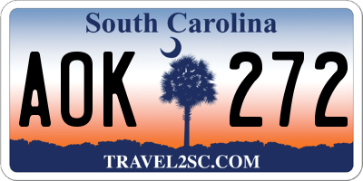SC license plate AOK272